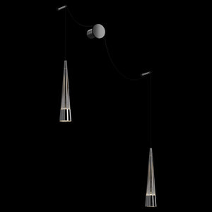 Applique Da Parete Moderno Sintesi Metallo Cromo Vetro 2 Luci Led 24W