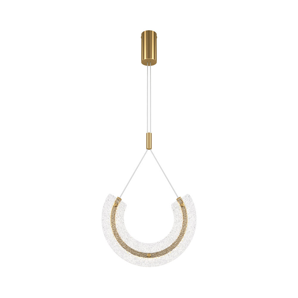 Sospensione Contemporanea Maya Alluminio Oro 1 Luce Diffusore Vetro