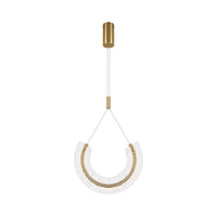 Sospensione Contemporanea Maya Alluminio Oro 1 Luce Diffusore Vetro