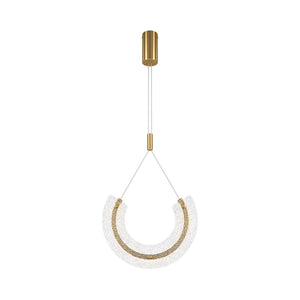 Sospensione Contemporanea Maya Alluminio Oro 1 Luce Diffusore Vetro