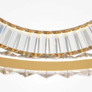 Lampadario A Sospensione Moderno Krone Metallo Oro 2 Luci Led 90W