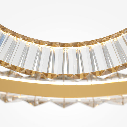 Lampadario A Sospensione Moderno Krone Metallo Oro 2 Luci Led 90W