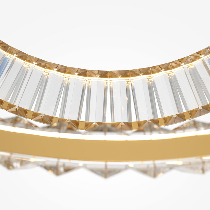 Lampadario A Sospensione Moderno Krone Metallo Oro 2 Luci Led 90W