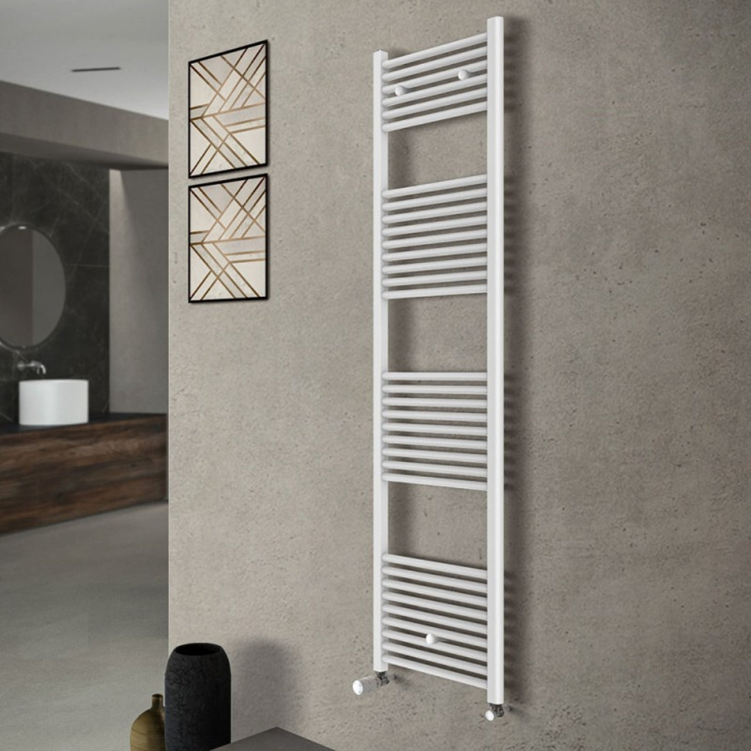 Termoarredo bianco per bagno in acciaio calorifero termosifone scaldasalviette *** misure h1500xl600xi550 30 tubi, pe...