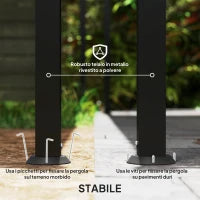 Pergola Addossata Ricurva con 16 Fori di Drenaggio, in Metallo e Poliestere, 248x298x200/250 cm, Bianco Crema