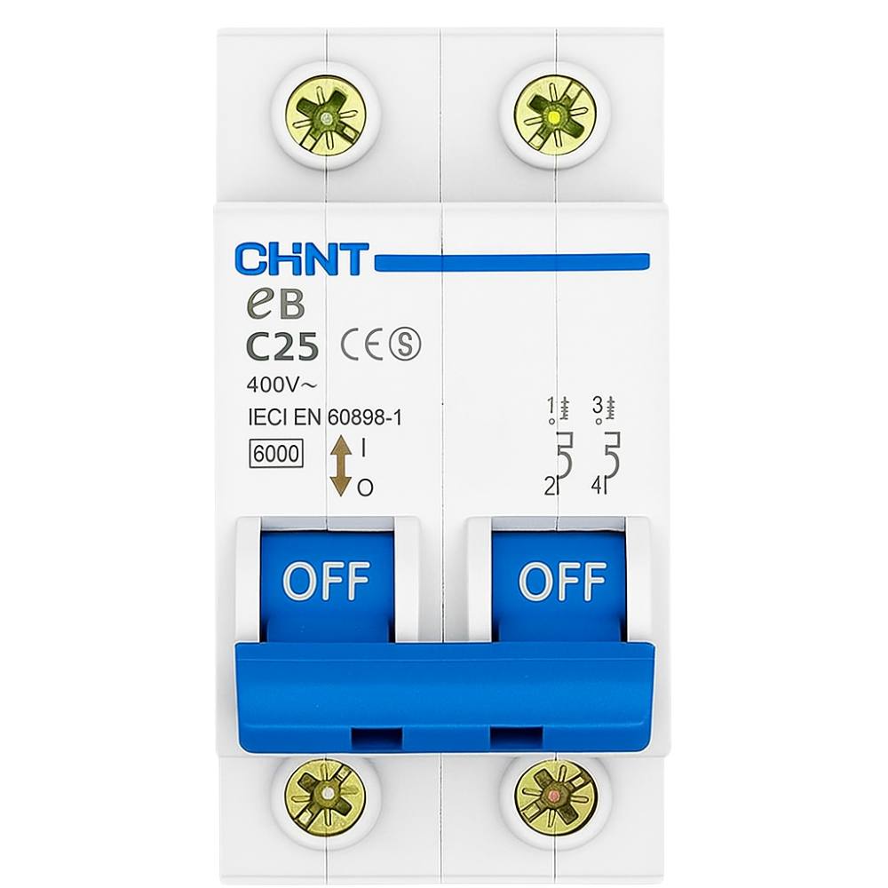 Chint interruttori magnetotermici 1p+n curva c 4,5ka serie eb 2 moduli *** ampere 25 ampere, confezione 1