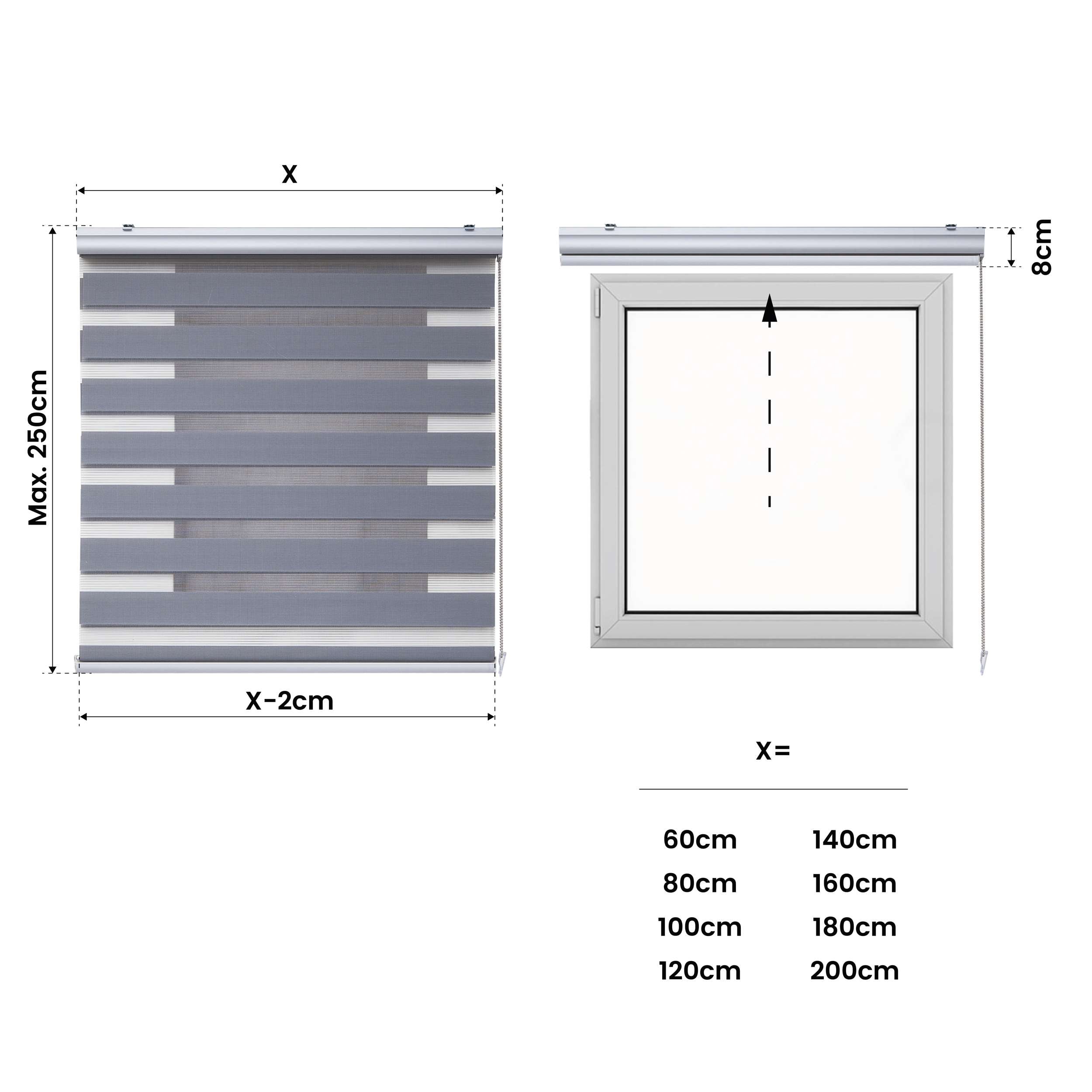 Tenda a Rullo giorno / notte Premium Con Finiture premium Argento 140x250 cm