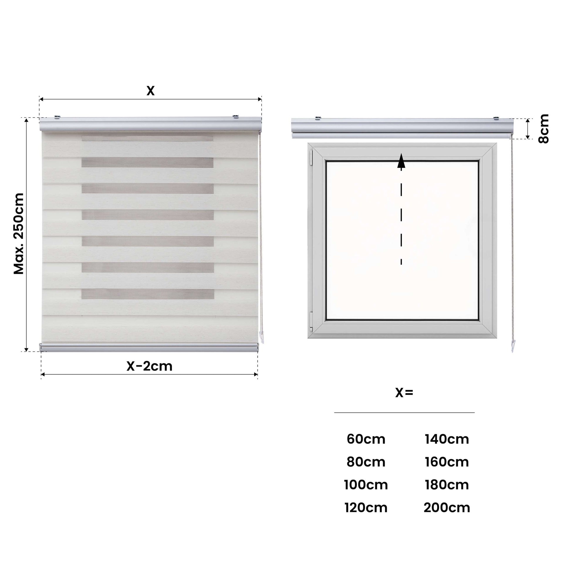 Tenda a Rullo giorno / notte Premium Con Finiture premium Lino 60x250 cm