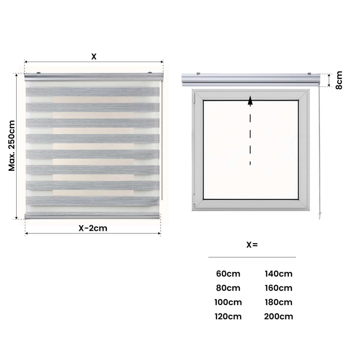 Tenda a Rullo giorno / notte Premium Con Finiture premium Grigio 160x250 cm