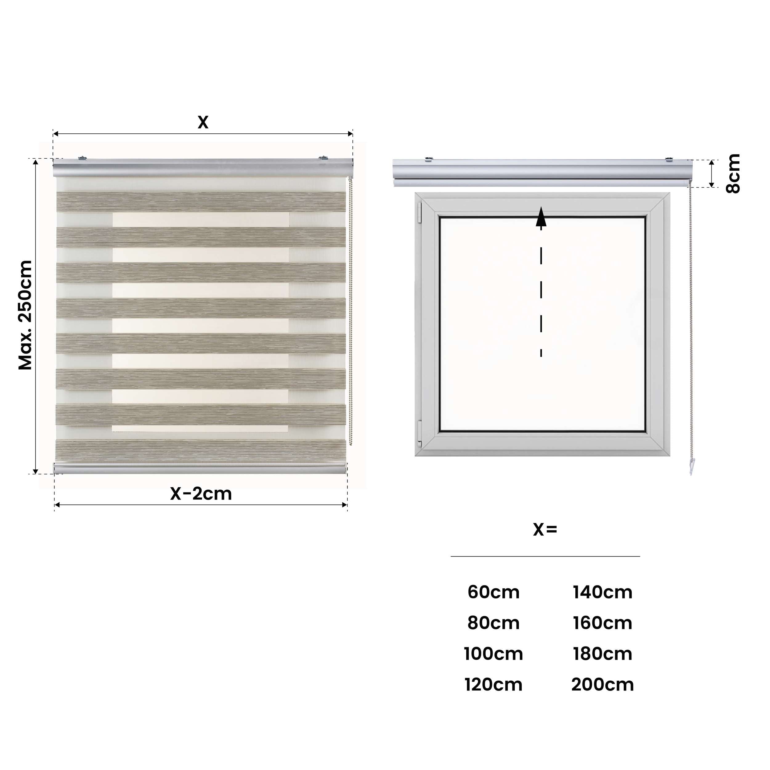 Tenda a Rullo giorno / notte Premium Con Finiture premium Beige 160x250 cm