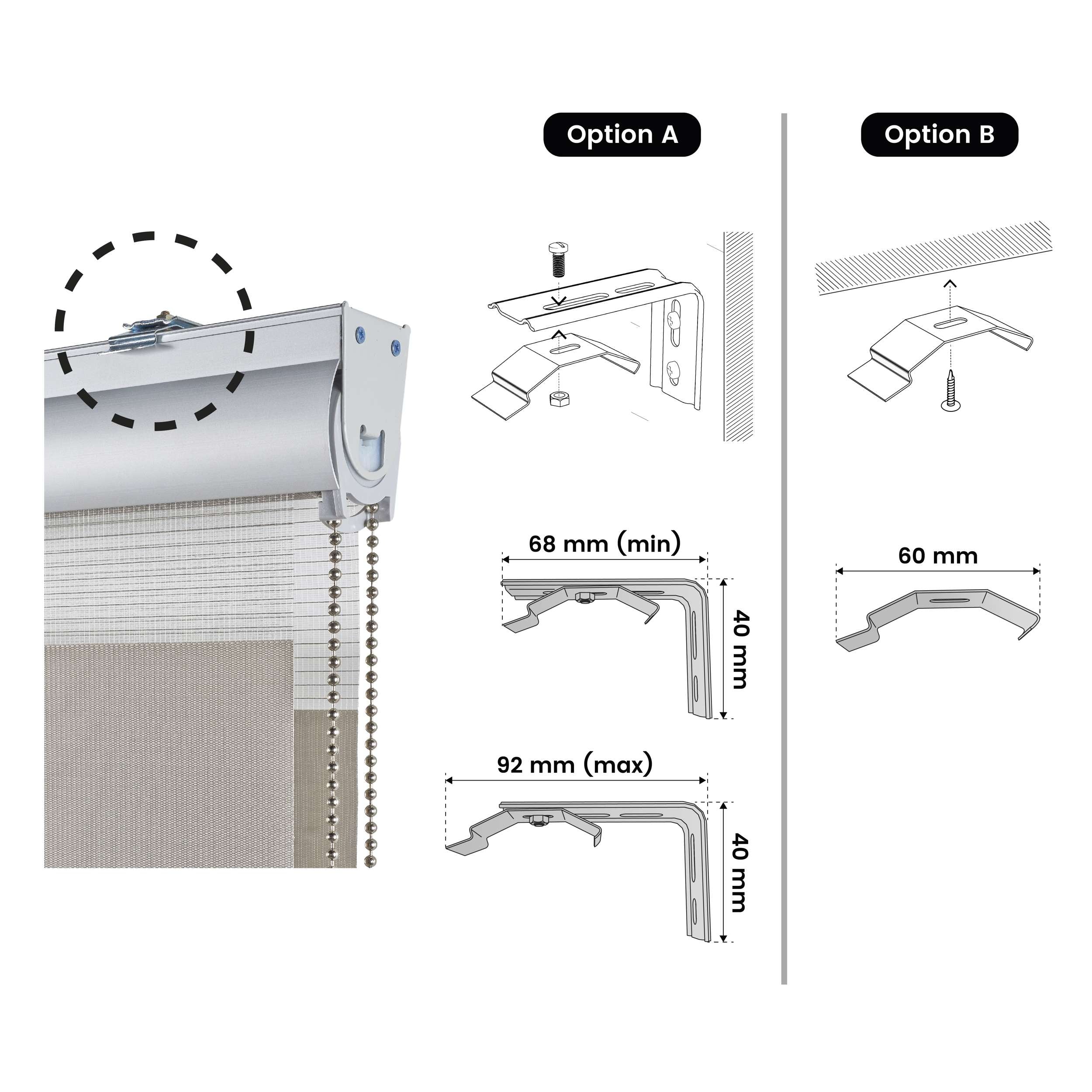 Tenda a Rullo giorno / notte Premium Con Finiture premium Beige 160x250 cm