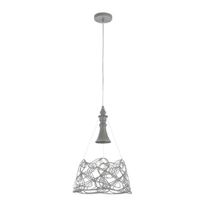 Lampada A Sospensione Moderno Elva 1 Luce E27 60W Metallo Grigio Ip20