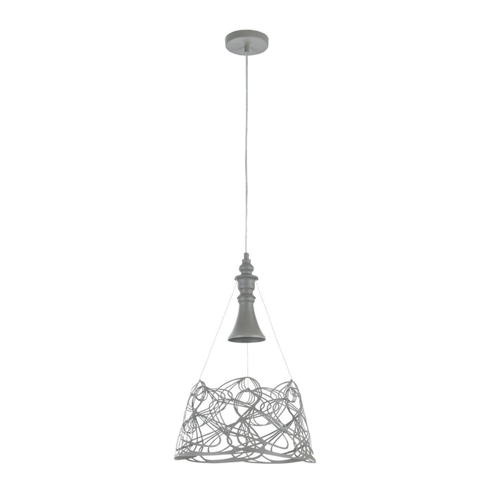 Lampada A Sospensione Moderno Elva 1 Luce E27 60W Metallo Grigio Ip20