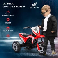 Moto Elettrica per Bambini con Licenza Honda CRF450RL a 3 Ruote, Età 18-36 Mesi, Rosso