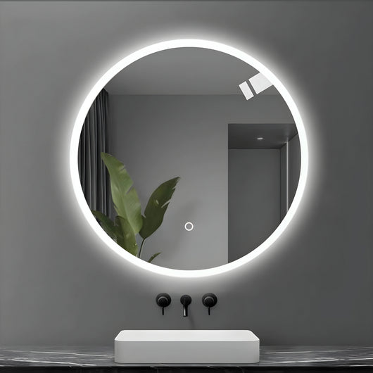 Specchio 5 mm tondo led interruttore touch struttura pvc pannello mdf *** misura Ã˜80, tonalità dimmerabile 2700-450...