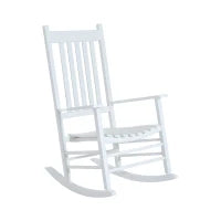 Sedia a Dondolo da Giardino in Legno di Pioppo Bianco, Impermeabile e Anti-UV, 69 x 86 x 115 cm, Max. 160 kg