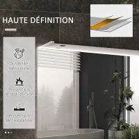 kleankin Armadio Murale con Specchio e Illuminazione a LED per Bagno 2 in 1, 90L x 15l x 70H cm