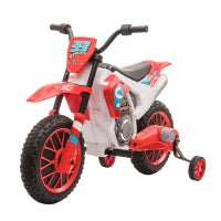Moto da Cross Elettrica per Bambini da 3-5 Anni, Moto Elettrica per Bambini con Batteria 12V Ricaricabile e Rotelline Rimovibili, 106.5x51.5x68cm, Rosso