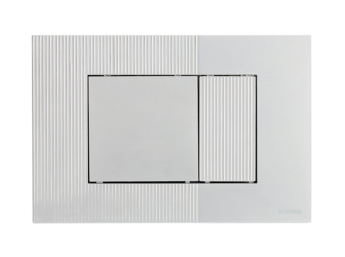 Placca doppio scarico SCHWAB mod. METIS per cassetta di scarico UP 199 cod. P41-0110-0250 in ABS cromato opaco