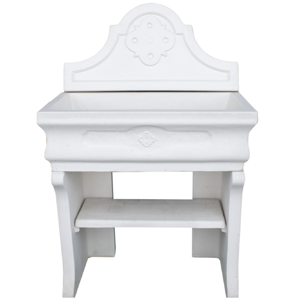 Pilozza lavabo bianca serie romantica cemento calcestruzzo 90 x 50 x h.28 cm