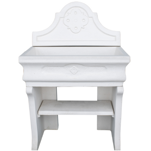 Pilozza lavabo bianca serie romantica cemento calcestruzzo 90 x 50 x h.28 cm