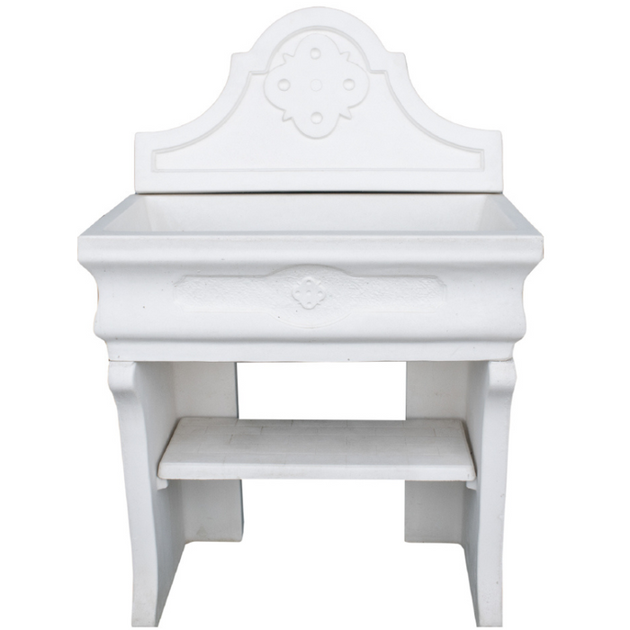 Pilozza lavabo bianca serie romantica cemento calcestruzzo 90 x 50 x h.28 cm