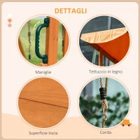 Set con Scivolo, 2 Altalene da Giardino e Parete da Arrampicata in Legno per Bambini Età 3-8 Anni
