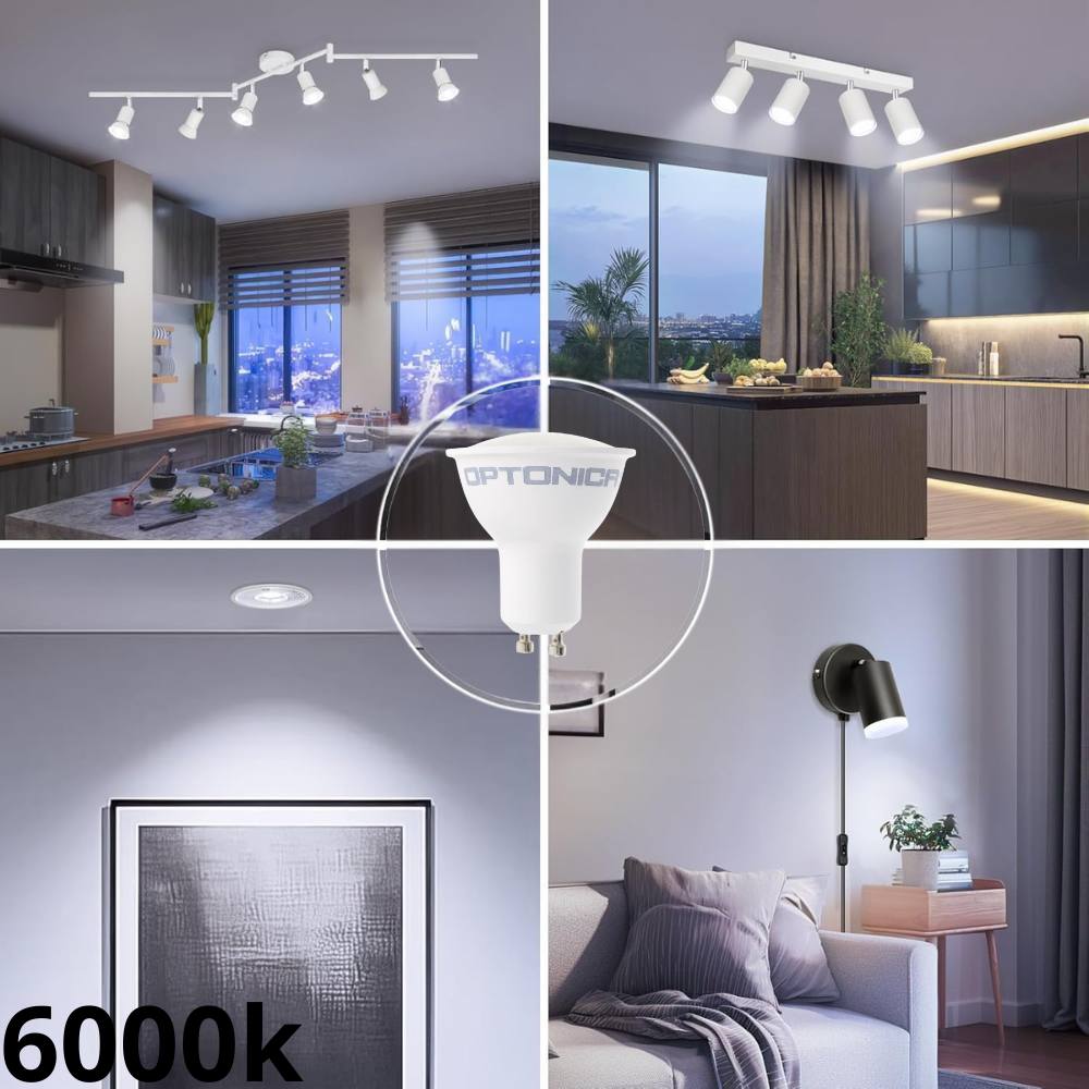 Kit incasso faretti led gu10 con portalampada e supporti tondi per interno