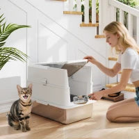 Lettiera per gatti chiusa in acciaio inossidabile, 60,2 x 40,2 x 43,7 cm, grigio chiaro