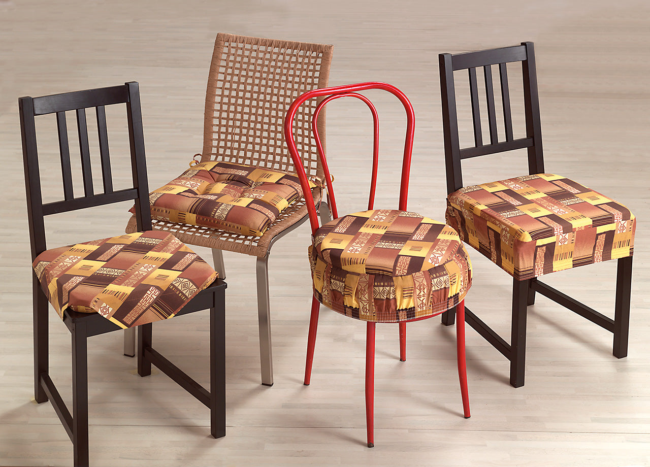 Set Cuscini Coprisedia Imbottiti Sfoderabili Modello Eldorado Made In Italy - Fascia Quadrata 4Pz - Marrone
