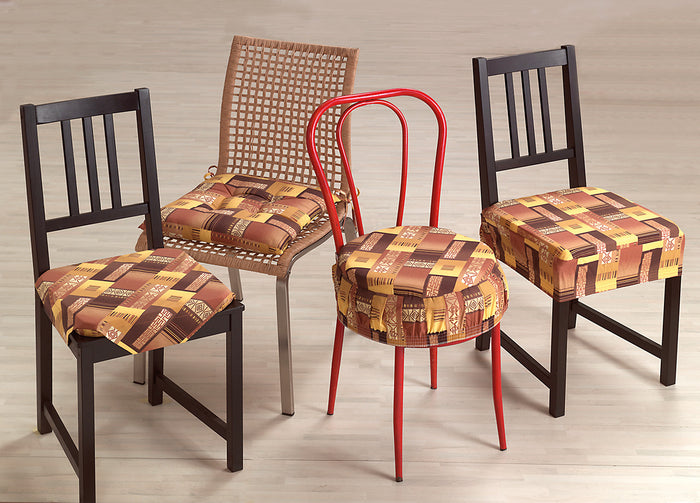 Set Cuscini Coprisedia Imbottiti Sfoderabili Modello Eldorado Made In Italy - Fascia Quadrata 4Pz - Marrone