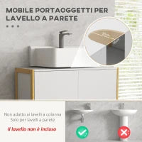 Mobile Sottolavabo Bagno con 2 Ante a Pressione in Bambù e MDF con Intaglio a U, 70x33x79.5cm, Bianco
