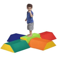 Set Costruzioni Morbide per Bambini con 5 Blocchi a Rettangolo e Trapezio, in PU e EPE, 48.3x19.1x48.3 cm, Multicolore