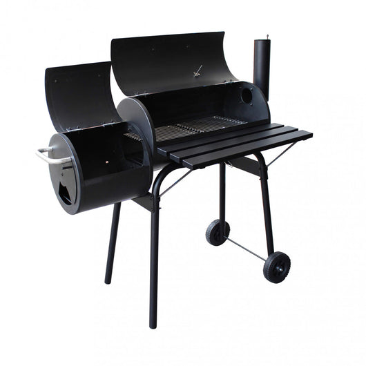 Barbecue A Carbonella Con Affumicatore Acciaio Verniciato Nero 110X64X113,5 H Cm
