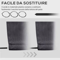 Telo di Ricambio per Tenda a Bracci Retrattile in Poliestere Anti UV da 3.6x3 m, Grigio