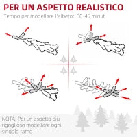 Albero di Natale Artificiale Alto 180 cm con 818 Rami e Base in Acciaio per Interni, Verde
