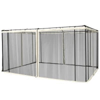 Zanzariera per Gazebo Tende di Ricambio Universale con Cerniere, 352x207cm - Nero e Beige