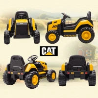 Macchina Elettrica per Bambini 3-6 Anni Marchio Ufficiale CAT 12V, Guida Manuale e con Telecomando, Giallo