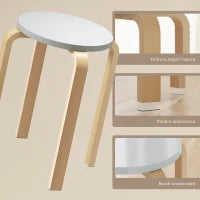 Set 4 Sgabelli Rotondi Impilabili in Legno Grigio, Ø40x45 cm