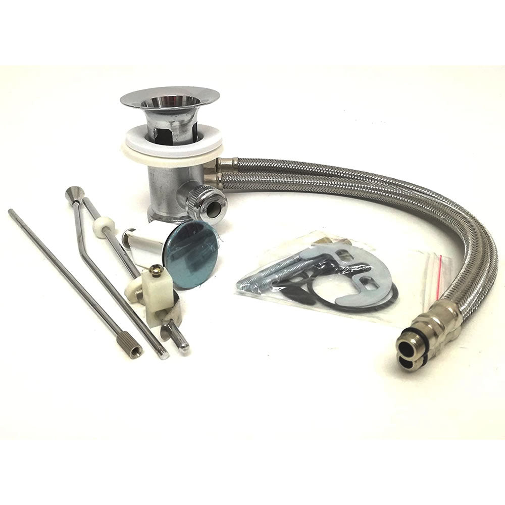 Miscelatore rubinetto europa per lavabo in ottone colore cromato con piletta