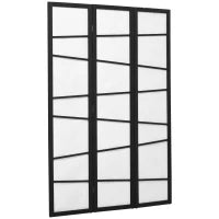 Paravento Separè a 3 Pannelli Pieghevole in Legno, 120x170cm, Nero e Bianco