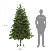Albero di Natale Artificiale Gigante 210cm Realistico, Decorazione di Natale con 934 Rami, Base Pieghevole e Rimovibile