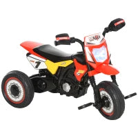 Triciclo per Bambini Stile Moto a Pedali con Luci e Suoni, 3 Ruote Larghe, Età 18-36 Mesi, 71x40x51cm, Rosso