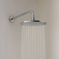 Braccio doccia ottone cromato + soffione doccia tondo ottone cromato diam 300x8 mm spessore