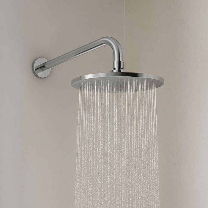 Braccio doccia ottone cromato + soffione doccia tondo ottone cromato diam 300x8 mm spessore