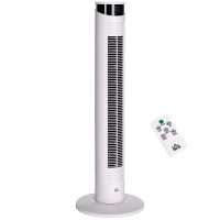 Ventilatore a Torre 45W a 3 Modalità e 3 Velocità con Timer da 12h, in ABS e Alluminio, Ø31.5x93 cm, Bianco