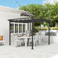 Pergola da Giardino 3 x 3 m con Tetto Regolabile, Struttura in Metallo, Protezione UPF30+, Pergola per Veranda o Terrazza, Grigio Scuro