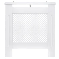 Copritermosifone Moderno a Griglia in MDF per Casa e Ufficio, 78x82x19 cm, Bianco