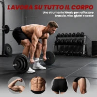 Set di Bilanciere e Dischi da 70 kg totali con 8 Pesi, Bilanciere Palestra Regolabile Antiscivolo in Acciaio, Plastica e Sabbia, Barra Ø25 mm, 170x40.5x40.5cm, Nero
