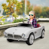Macchina Elettrica per Bambini a 2 Porte con Licenza BMW 507, con Clacson e Telecomando, 115x55x47 cm, Bianca